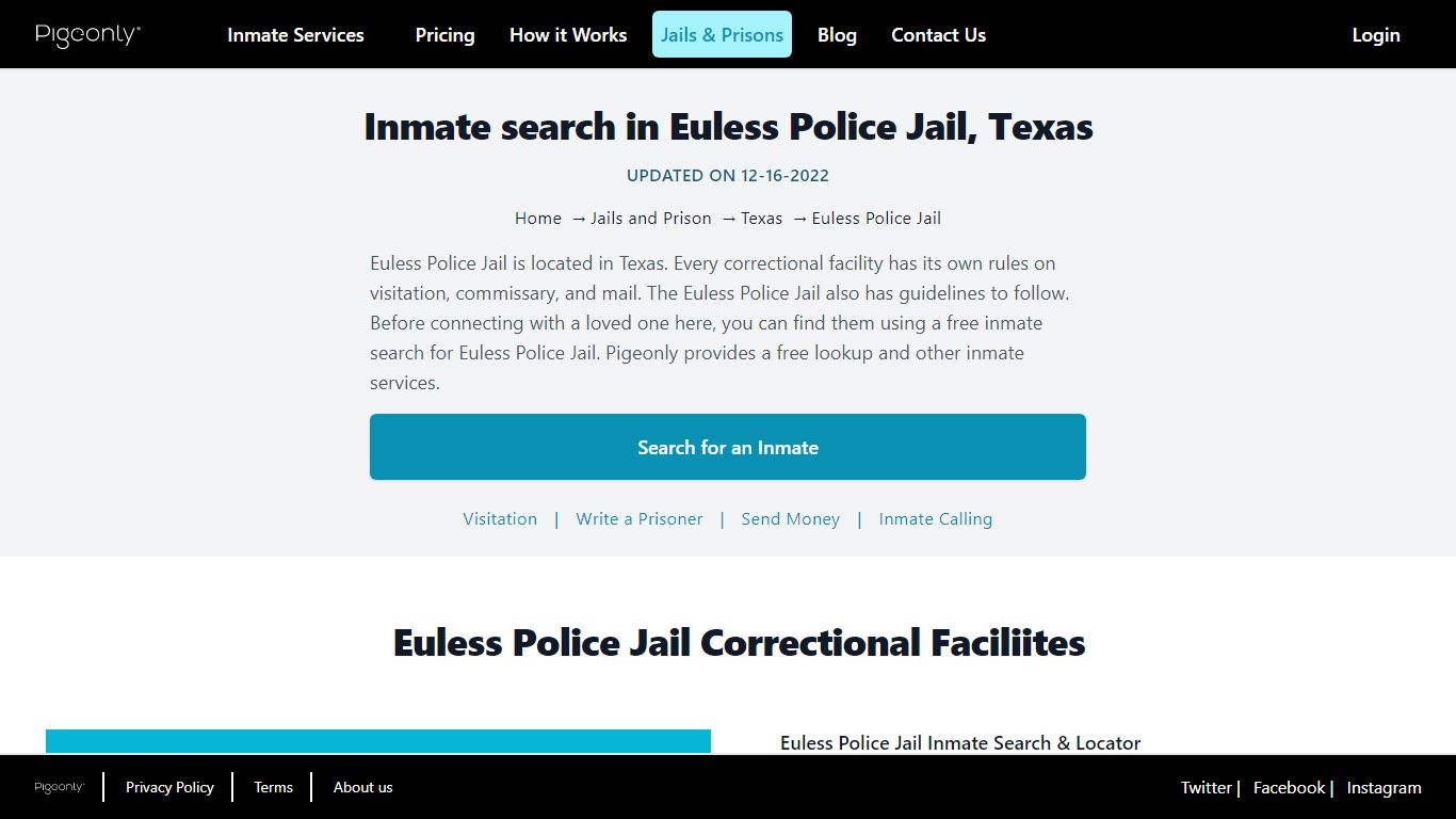Inmate Search Euless Police Jail, Texas | Pigeonly